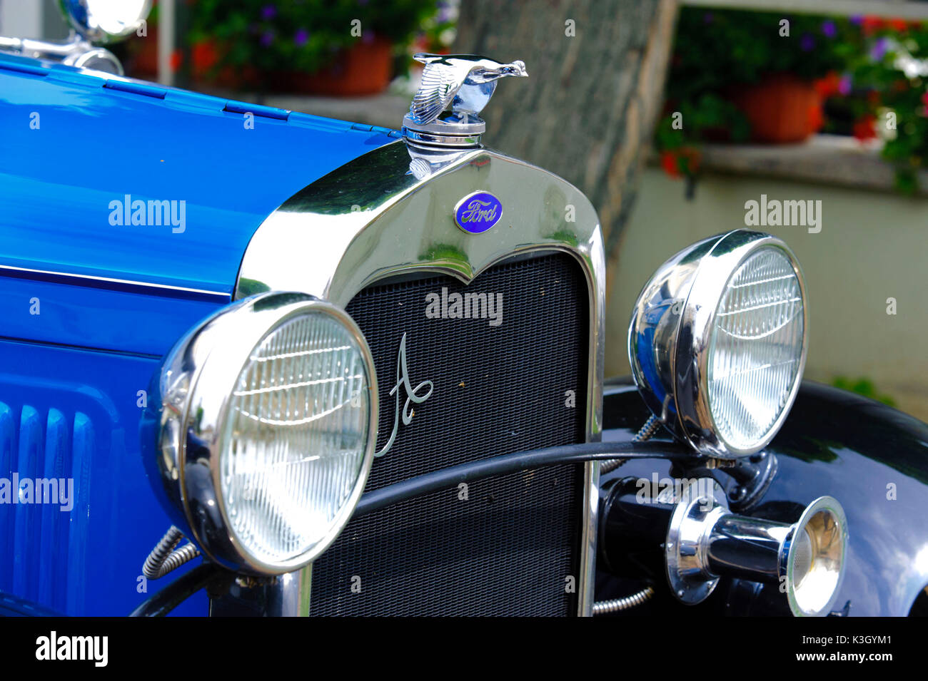 Oldtimer Rallye 'Herkomer Konkurrenz" in Landsberg Lech für mindestens 80 Jahre alten Autos, hier in der Nähe Ford Tourer Stockfoto