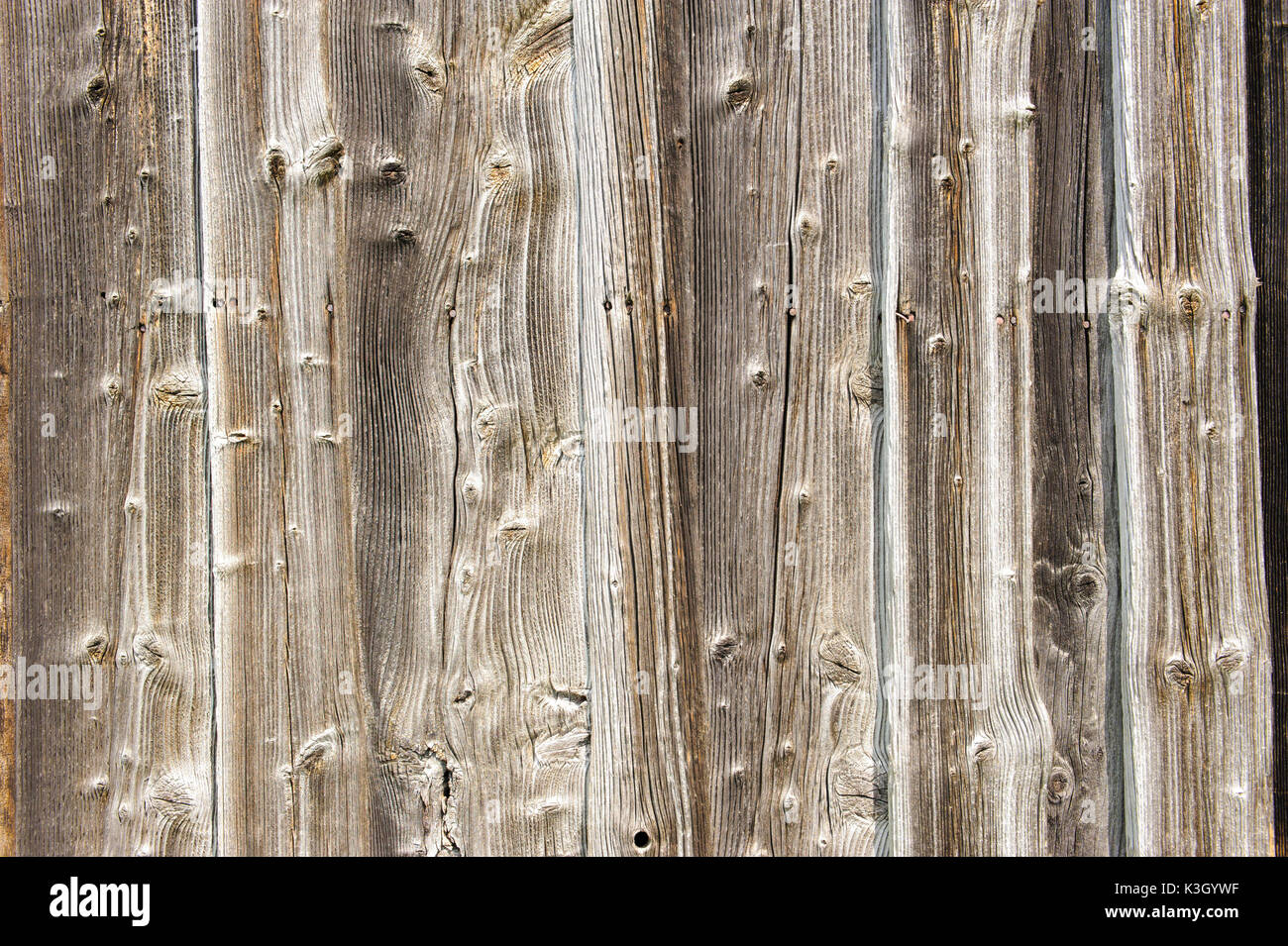 Die Holzwand in der Nähe alten Boards in einem Schuppen Stockfoto