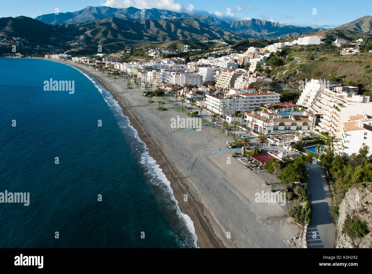 La Herradura, Costa Tropical, Mittelmeer, Andalusien, Strand, Luftbild, Provinz Granada, Spanien Stockfoto