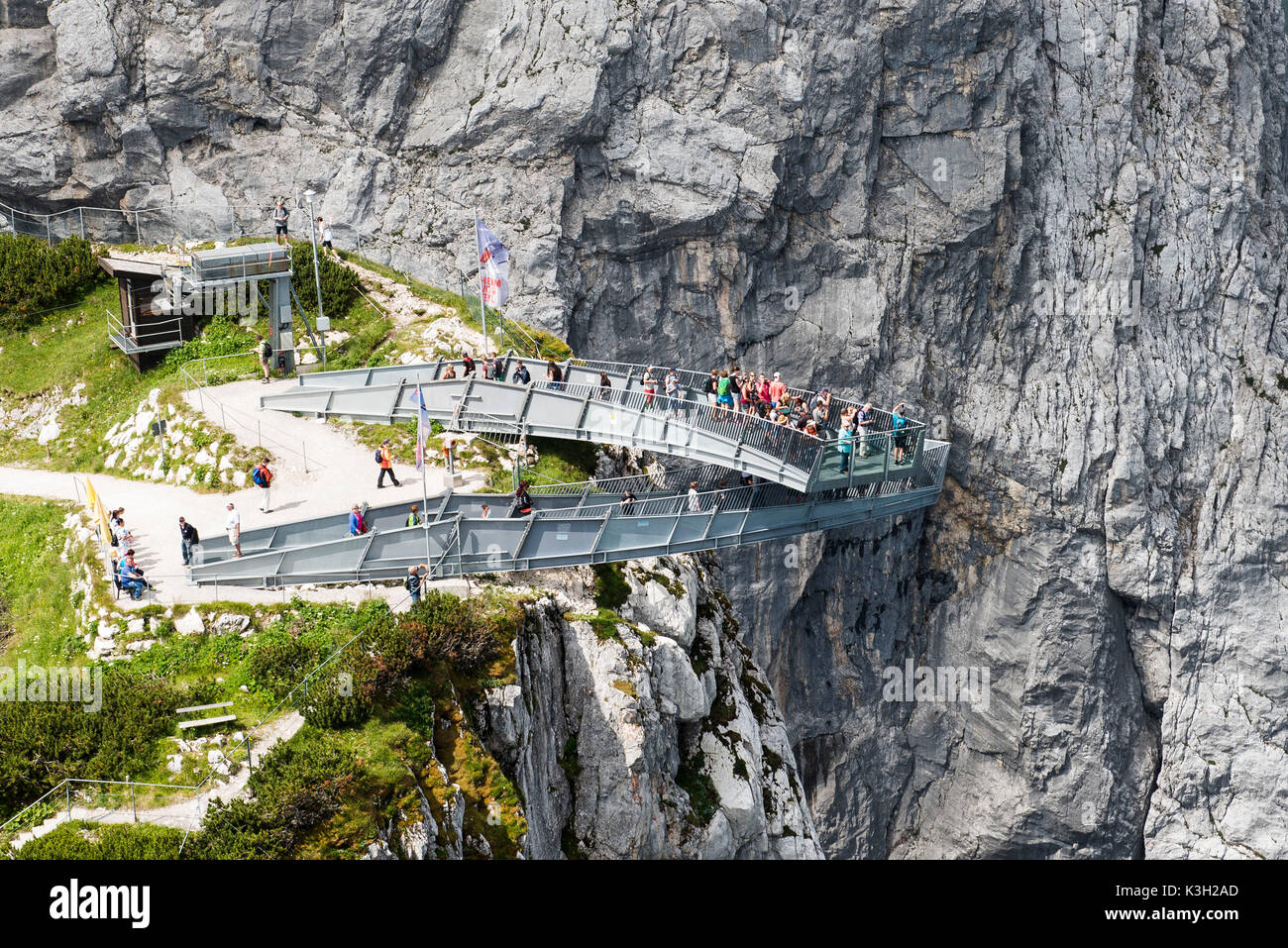 Alpspix, Osterfelder, Garmisch-Partenkirchen, Luftbild, Deutschland, Bayern, Oberbayern, Bayerische Alpen, Zugspitze, Werdenfelser Land Region Stockfoto