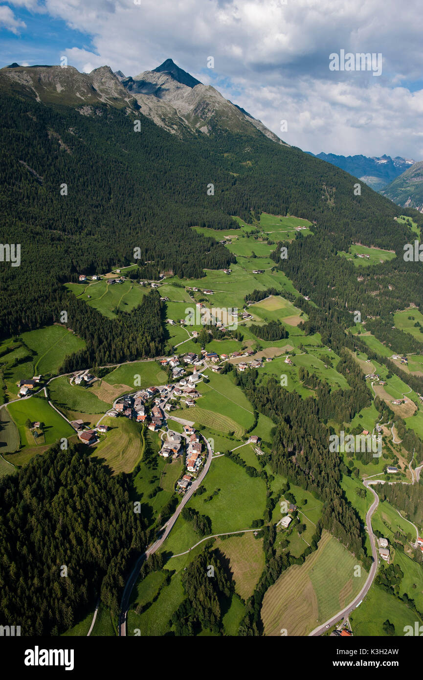 Ahornach, Luftbild, Ahrntal, großer Moosstock, Südtirol, Italien Stockfoto