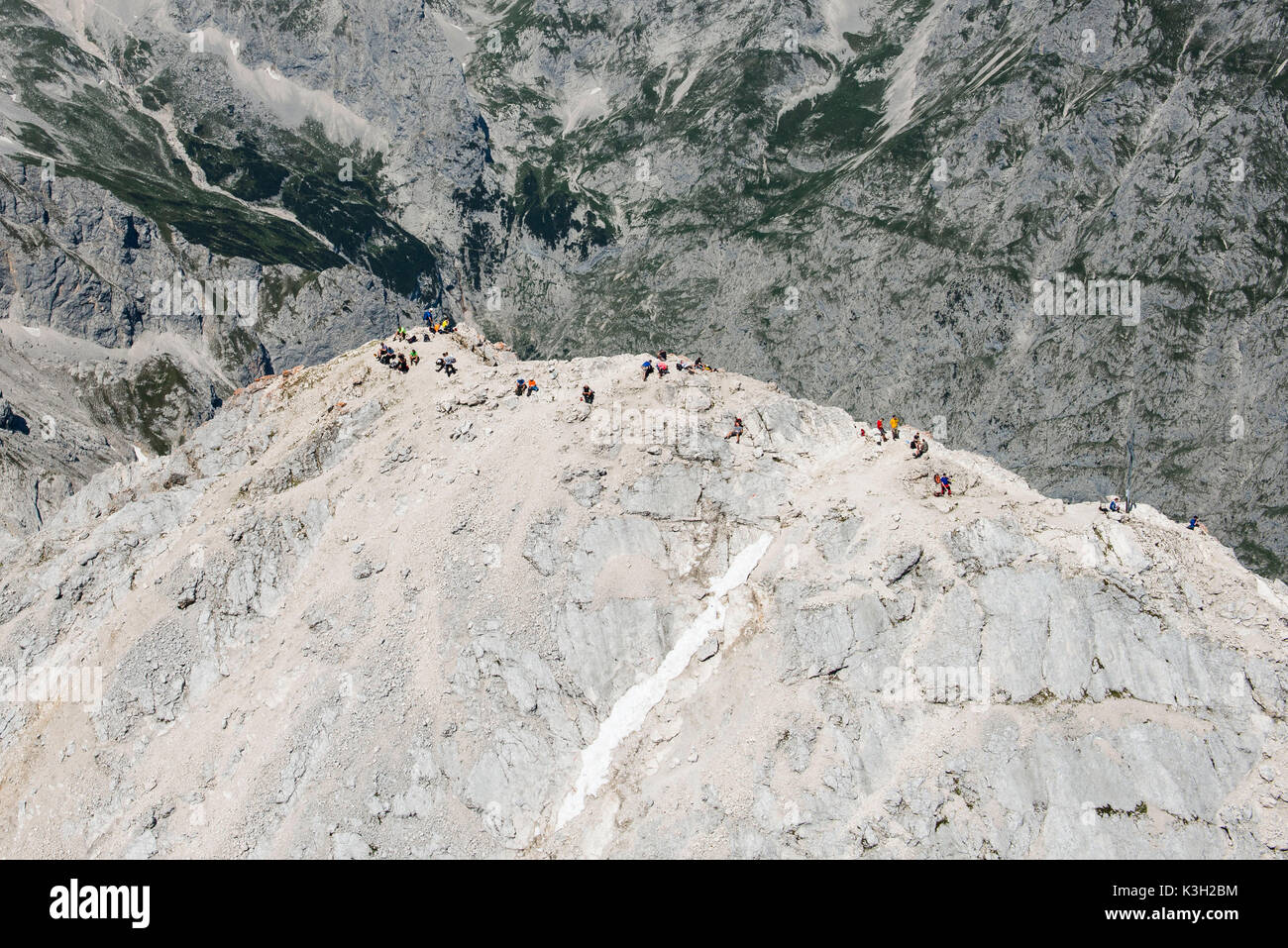 Alpspitze, Garmisch-Partenkirchen Alpspitz Gipfel, Luftbild, Deutschland, Bayern, Oberbayern, Bayerische Alpen, Zugspitze, Werdenfelser Land Region Stockfoto