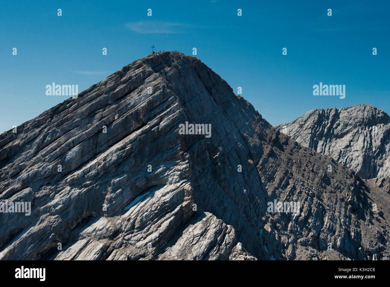 Alpspitze, Hochblassen, Garmisch-Partenkirchen Alpspitz Gipfel, Luftbild, Deutschland, Bayern, Oberbayern, Bayerische Alpen, Zugspitze, Werdenfelser Land Region Stockfoto