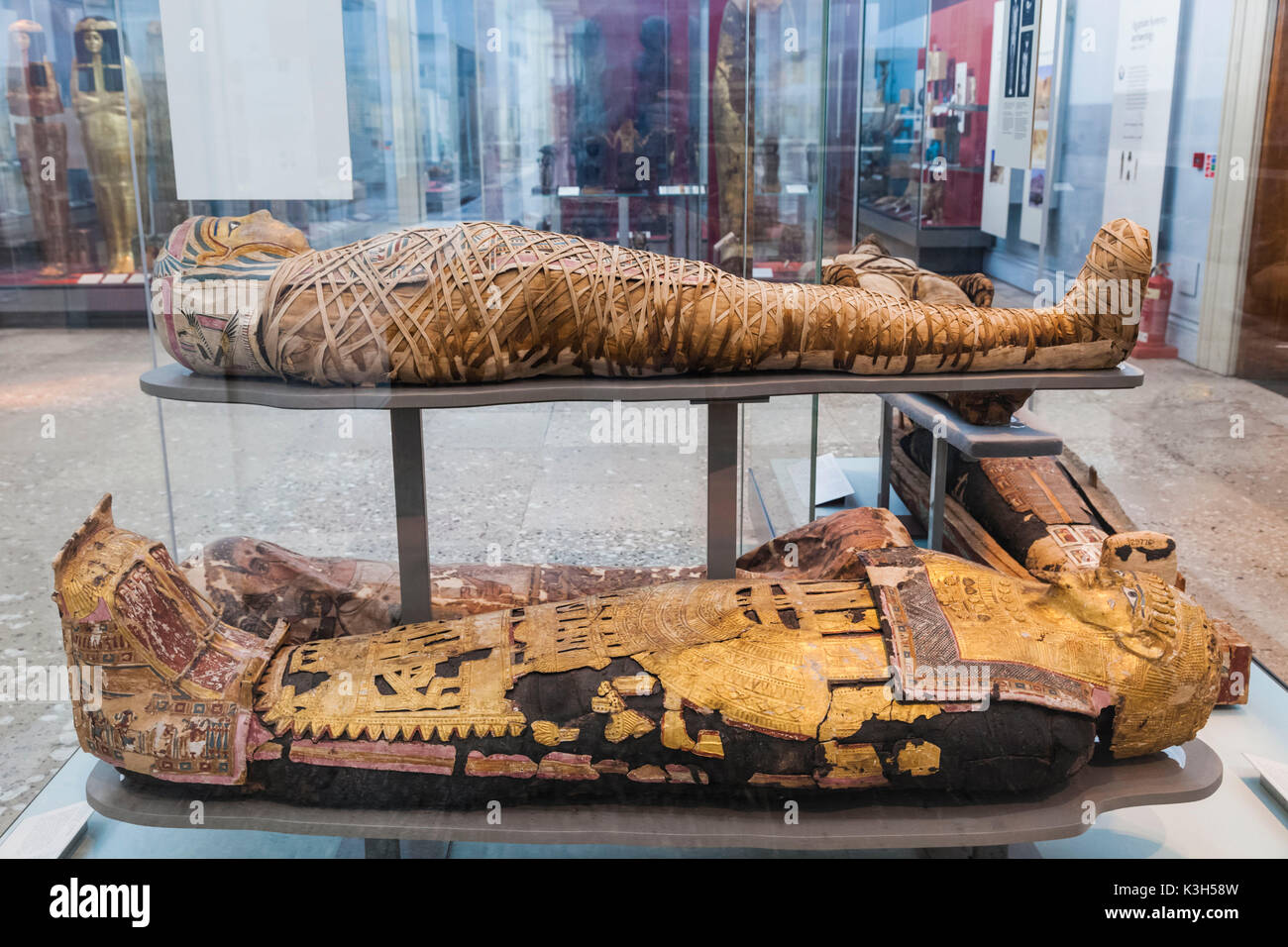 England, London, British Museum, Ausstellung von ägyptischen Mumien Stockfoto