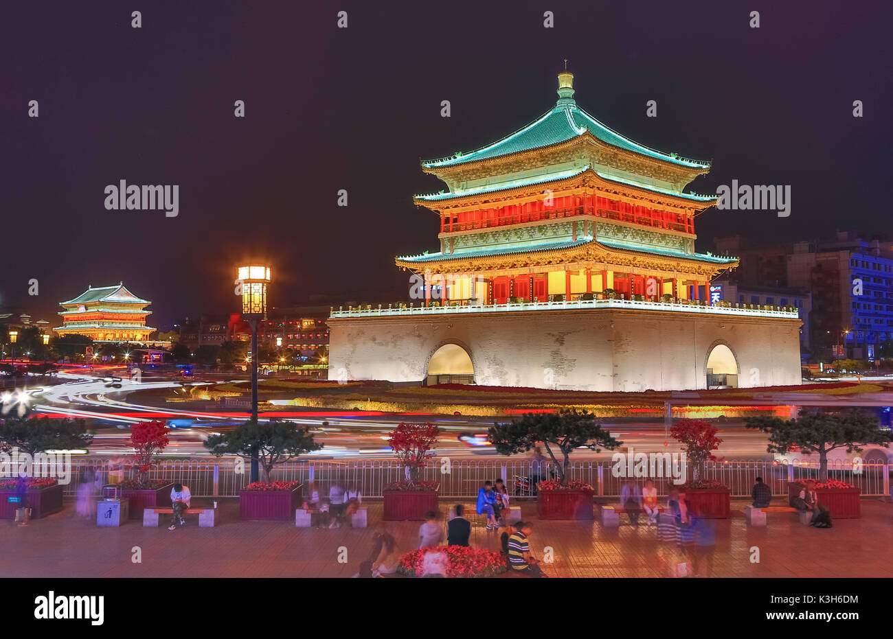 China, in der Provinz Shaanxi, Xi'an City, die Glocke und Trommel Towers Stockfoto