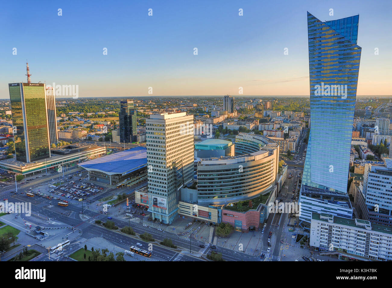 Polen, Warschau City, Down town Skyline von der Kultur und Wissenschaft Gebäude Stockfoto