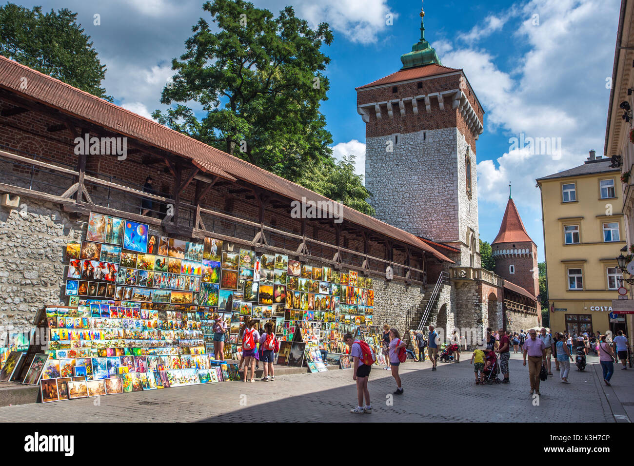 Polen, Krakau, der Stadtmauer in der Nähe von florianska Tor Stockfoto