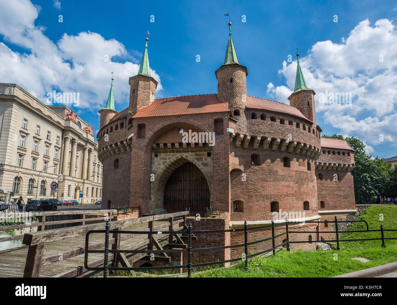 Polen, Krakau, Barbakan Festung Stockfoto