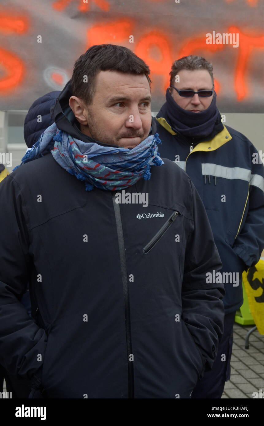 Olivier Besancenot unterstützt Streik der Briefträger in Lyon, Frankreich Stockfoto