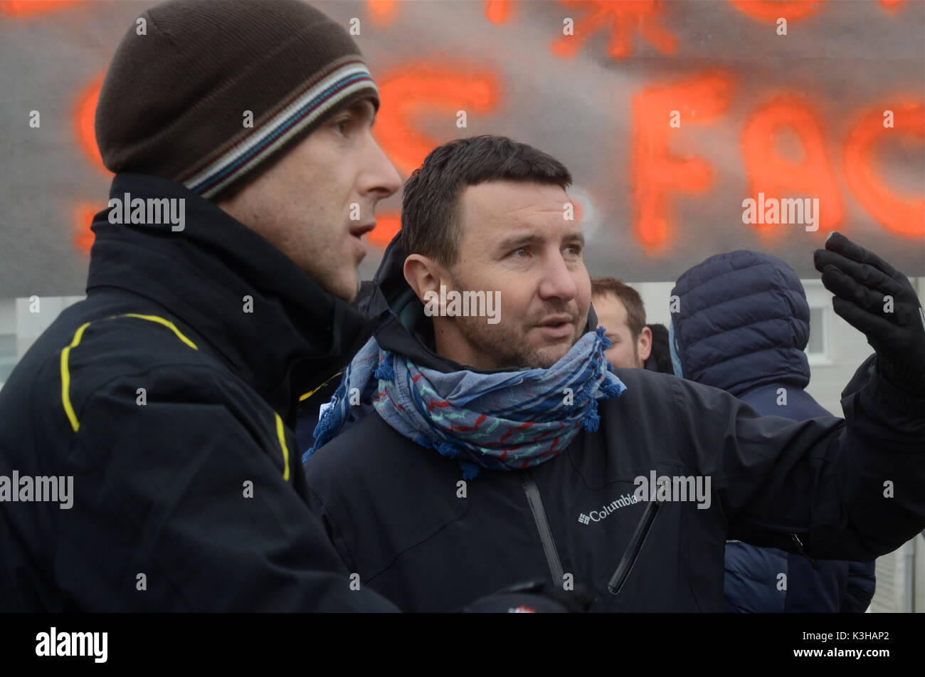 Olivier Besancenot unterstützt Streik der Briefträger in Lyon, Frankreich Stockfoto