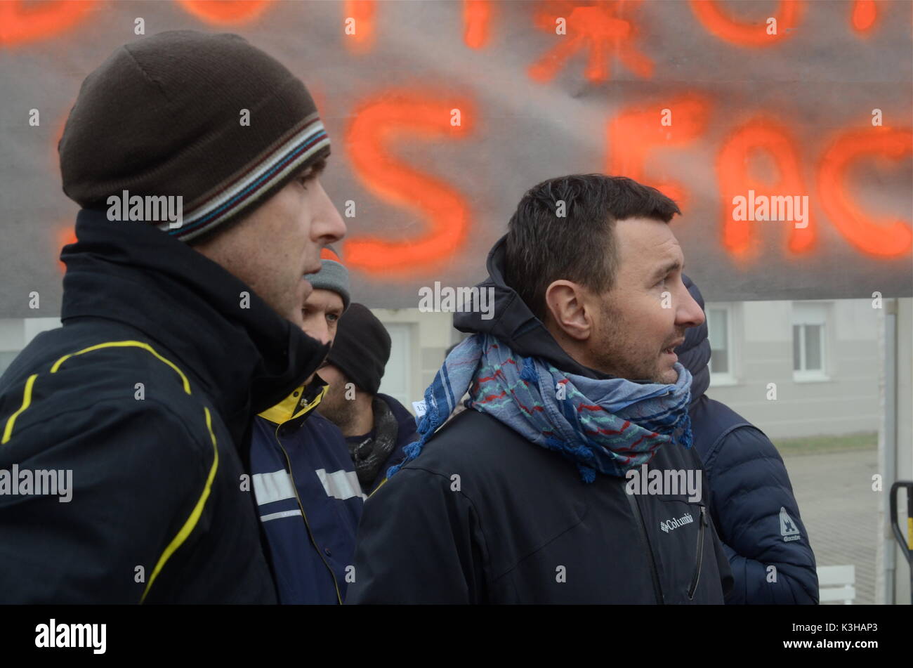 Olivier Besancenot unterstützt Streik der Briefträger in Lyon, Frankreich Stockfoto