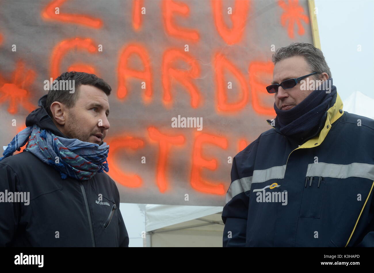 Olivier Besancenot unterstützt Streik der Briefträger in Lyon, Frankreich Stockfoto