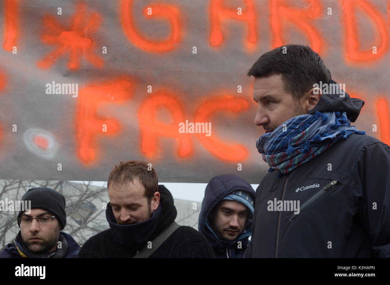 Olivier Besancenot unterstützt Streik der Briefträger in Lyon, Frankreich Stockfoto