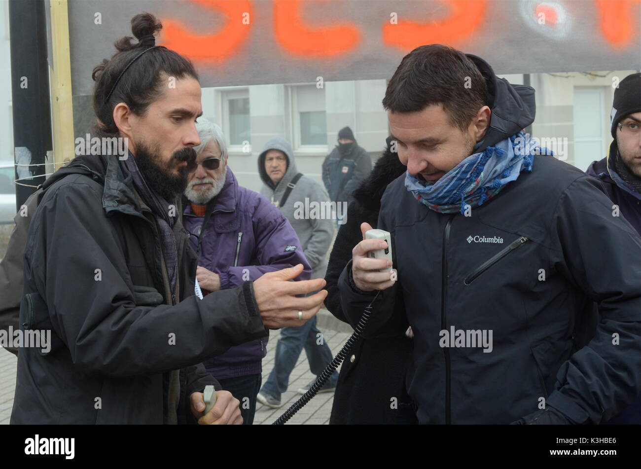 Olivier Besancenot unterstützt Streik der Briefträger in Lyon, Frankreich Stockfoto