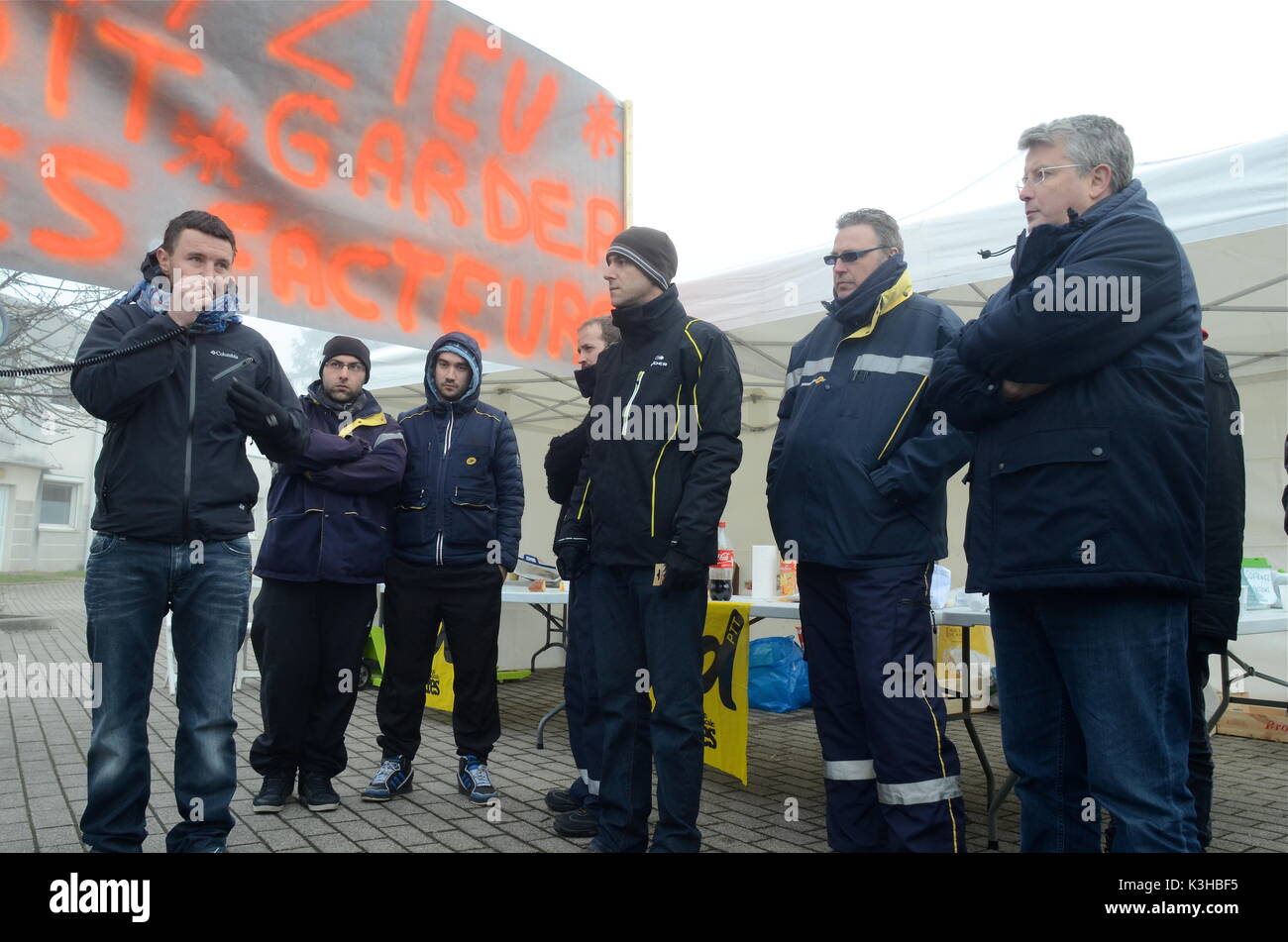 Olivier Besancenot unterstützt Streik der Briefträger in Lyon, Frankreich Stockfoto