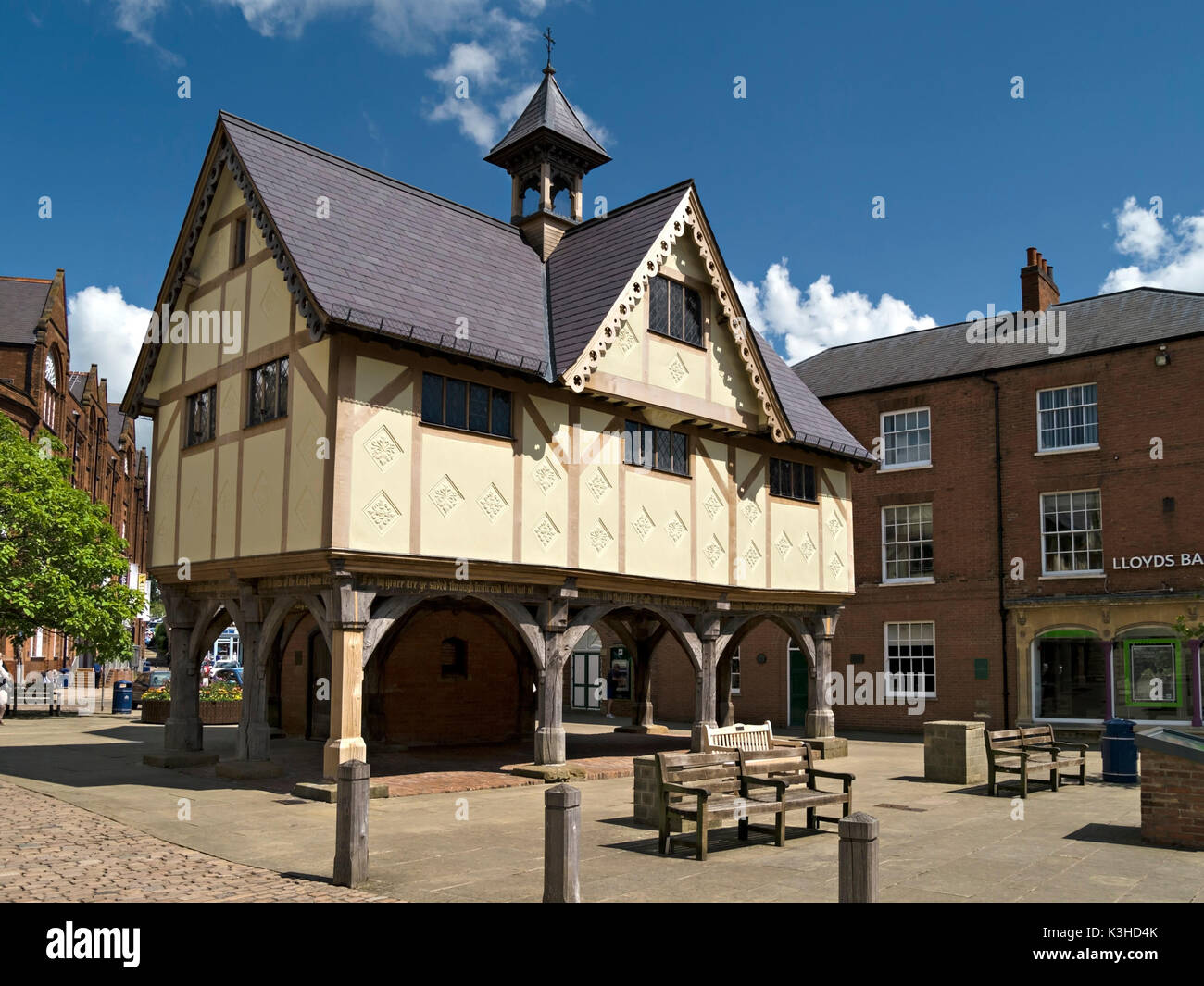 Das Alte Gymnasium, Market Harborough Stadtzentrum, Leicestershire, England, Großbritannien Stockfoto