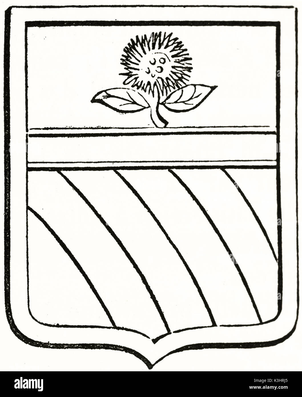 Alte graviert Reproduktion eines Wappen in Form einer Kastanie Igel. Von unbekannter Autor, auf Magasin Pittoresque, Paris, 1838 veröffentlicht. Stockfoto
