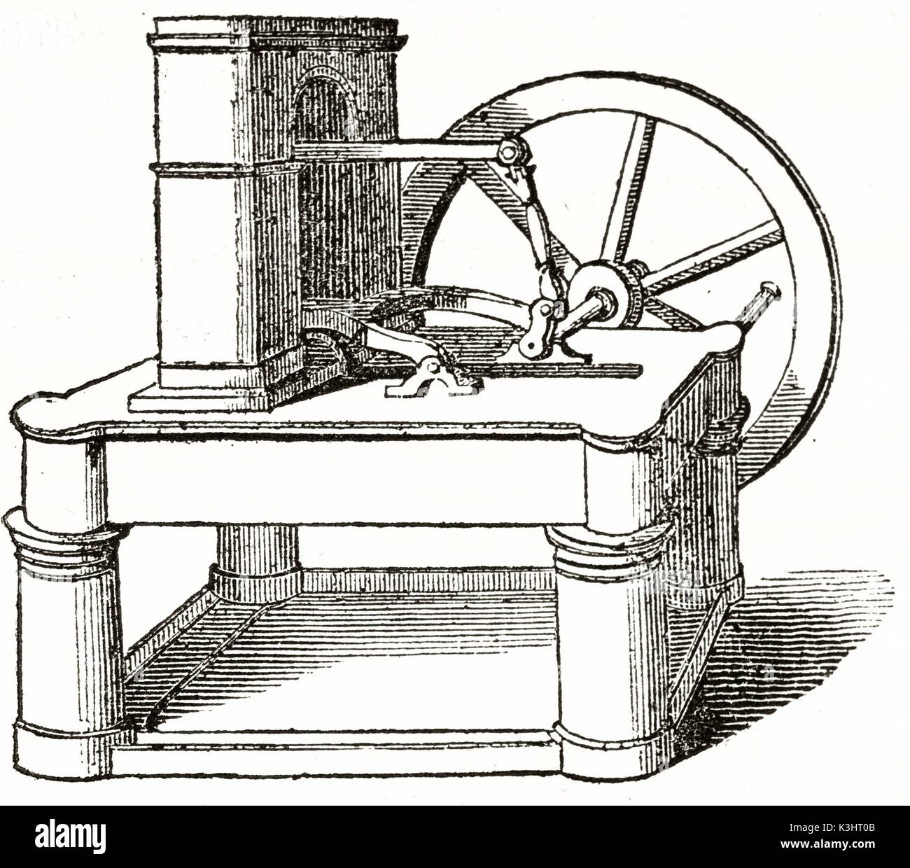 Alte Illustration einer Münze drücken. Von unbekannter Autor, auf Magasin Pittoresque, Paris, 1838 veröffentlicht. Stockfoto