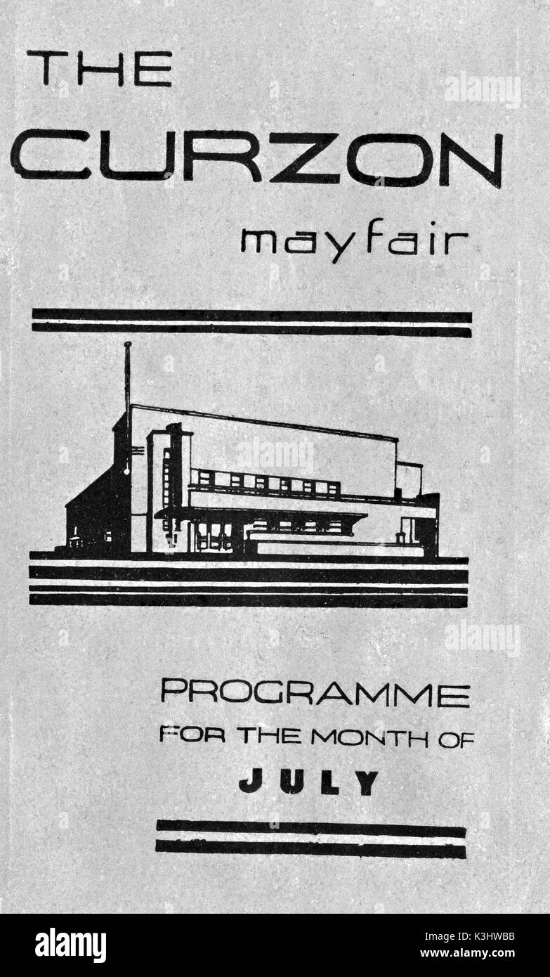 Das CURZON MAYFAIR Programm 1937 Stockfoto