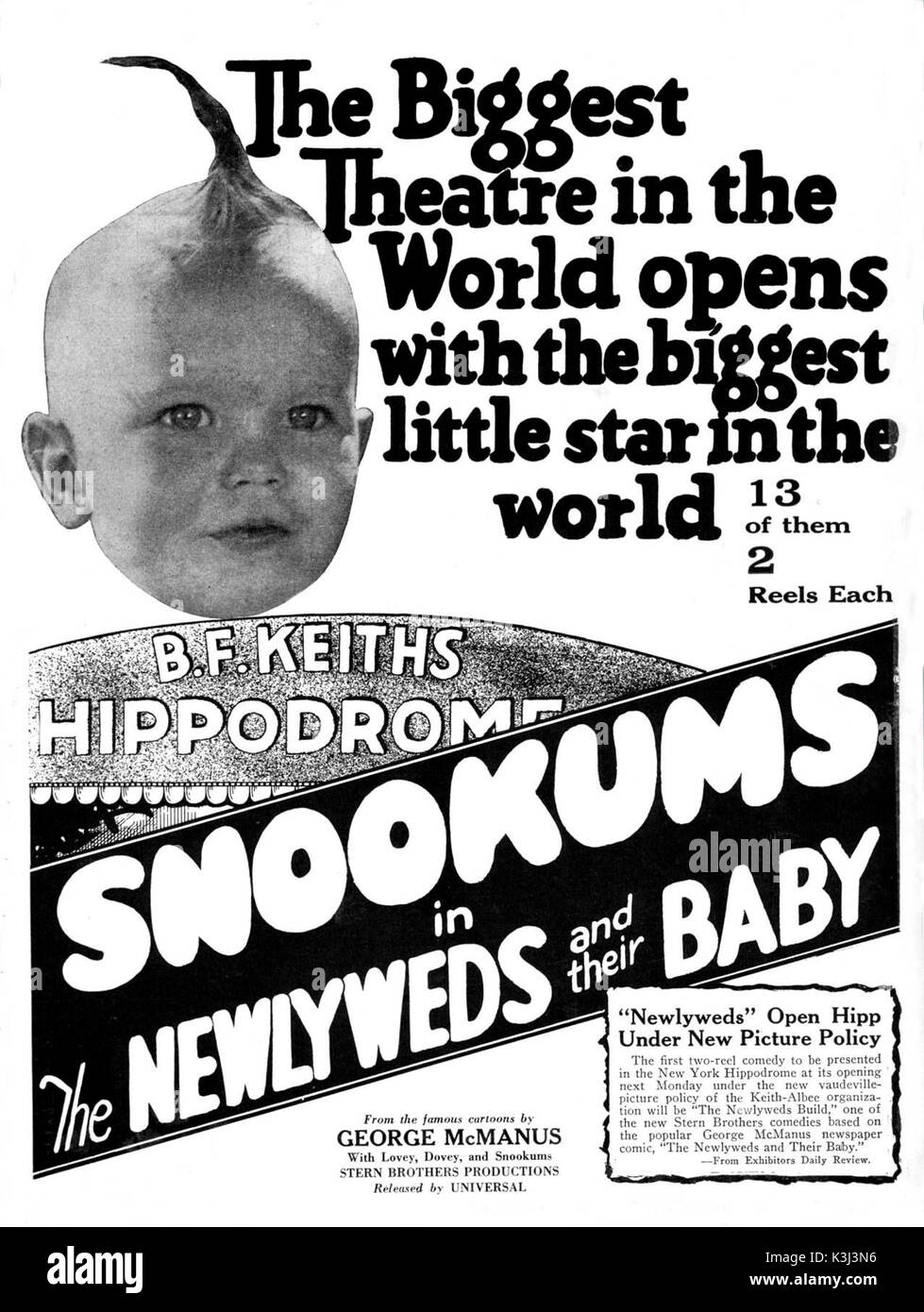 Schatzi - [Sunny Jim McKeen [1924-1933 - Blutvergiftung] Der New Yorker Hippodrom - "das größte Theater der Welt" mit 5.300 Sitze in diesem 1926 Werbung laufen Filme. Es hatte eine wechselvolle Geschichte, gebaut im Jahre 1906 es 1939 abgerissen wurde. Die 'Öffnung' genannten Hier ist die Premiere der neuen Filme eher als Eröffnung des Theaters Stockfoto