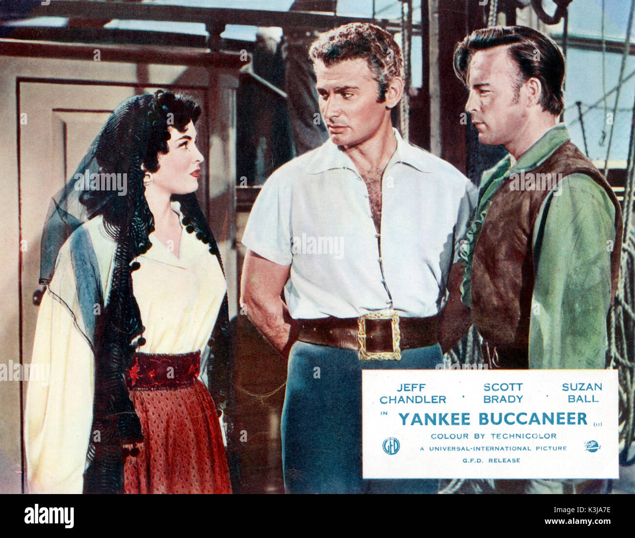 YANKEE BUCCANEER von Links - SUZAN BALL, Jeff Chandler, SCOTT BRADY YANKEE BUCCANEER Stockfoto