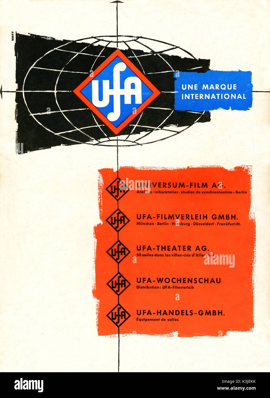 UFA-Universum Film AG Die wichtigsten Deutschen Film Studio in Deutschland während der Weimarer Republik und bis zum Zweiten Weltkrieg. Nach dem Krieg, UFA weiterhin als Film Produktion und Vertrieb Stockfoto