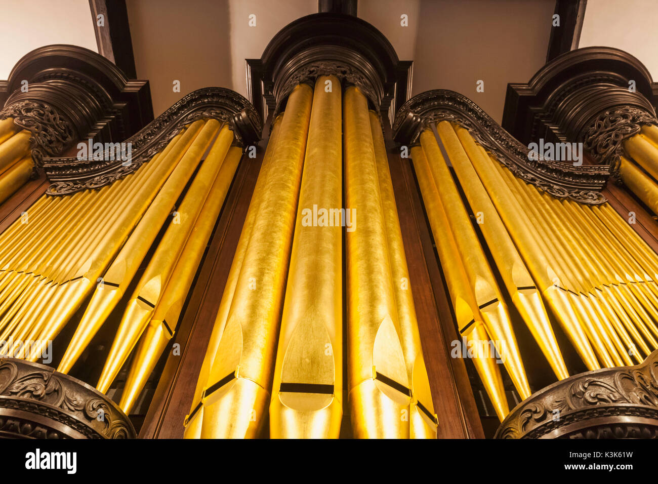 England, London, die Stadt, St Helens Bishopgate Kirche, Kirche Orgel Stockfoto