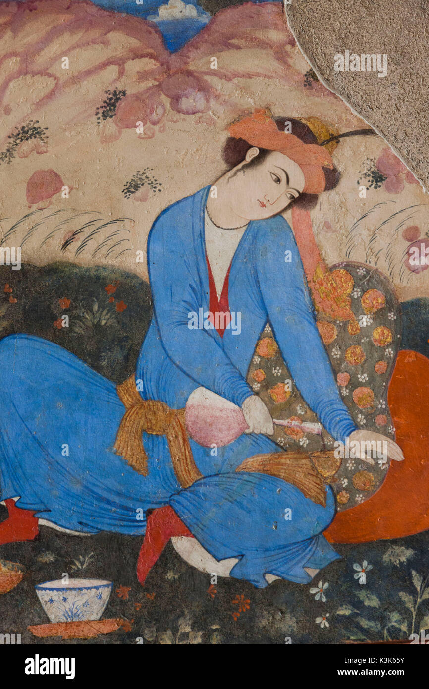 Iran, Iran, Esfahan, dekorative Kunst Museum, Wandbild Stockfoto