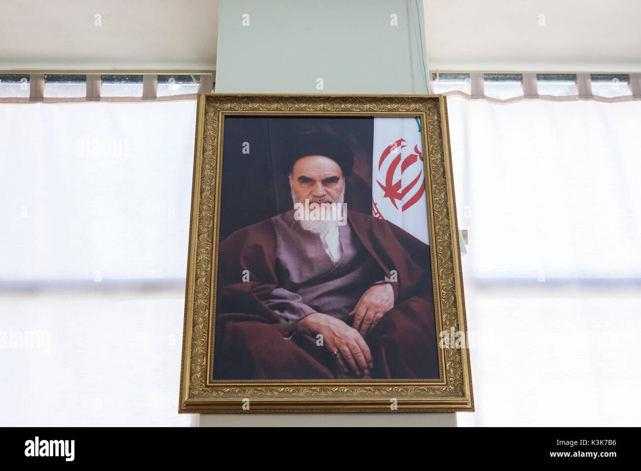 Iran, Teheran, Porträt des ehemaligen religiösen Führer, Ayatollah Khomeini Stockfoto