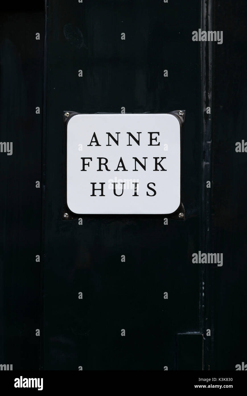 Niederlande, Amsterdam, Anne Frank Huis, melden Sie für das ehemalige Haus von Anne Frank Schriftsteller und Holocaust-Opfer Stockfoto