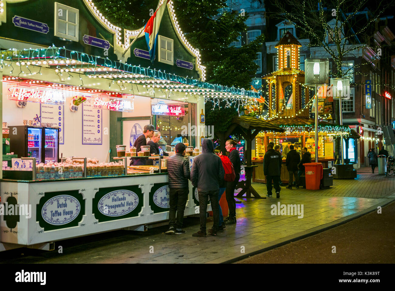 Niederlande, Amsterdam, Rembrandt Square, Weihnachtsmarkt Stockfoto