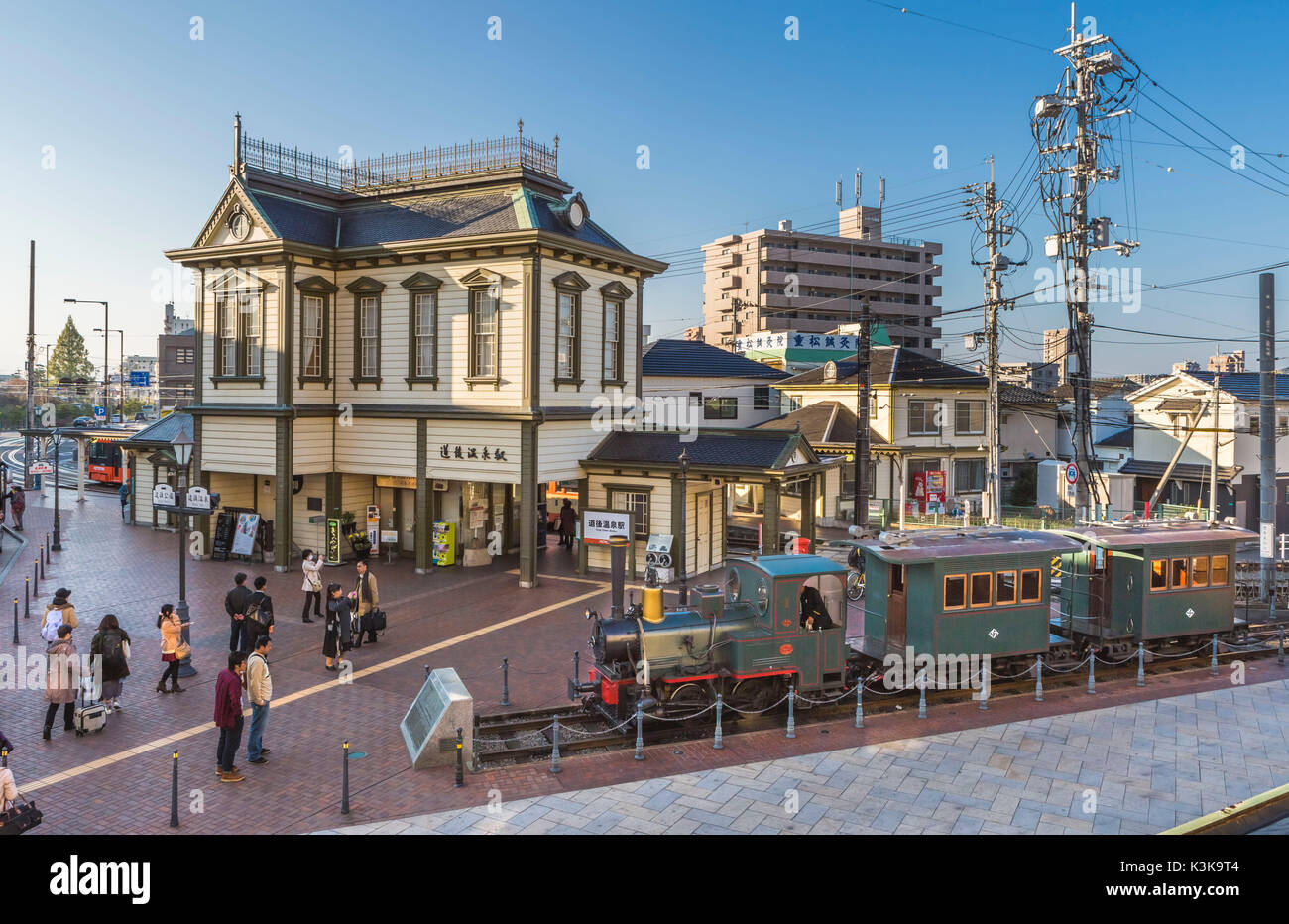 Japan, Insel Shikoku, Matsuyama City, Dogo Mura Station, Bocchan Zug Stockfoto