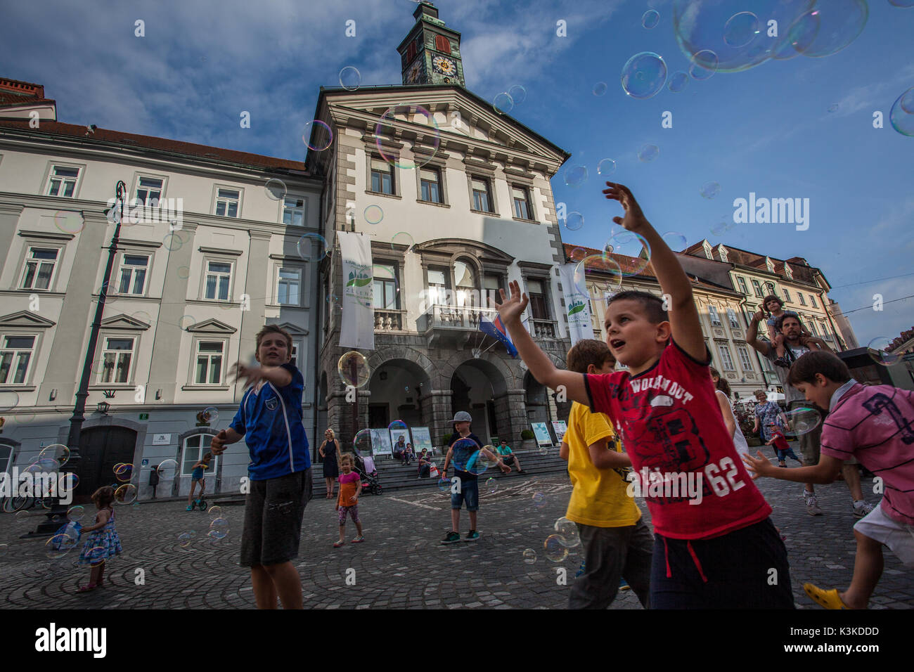 Kinder Festival auf dem Hauptplatz in Ljubljana Stockfoto