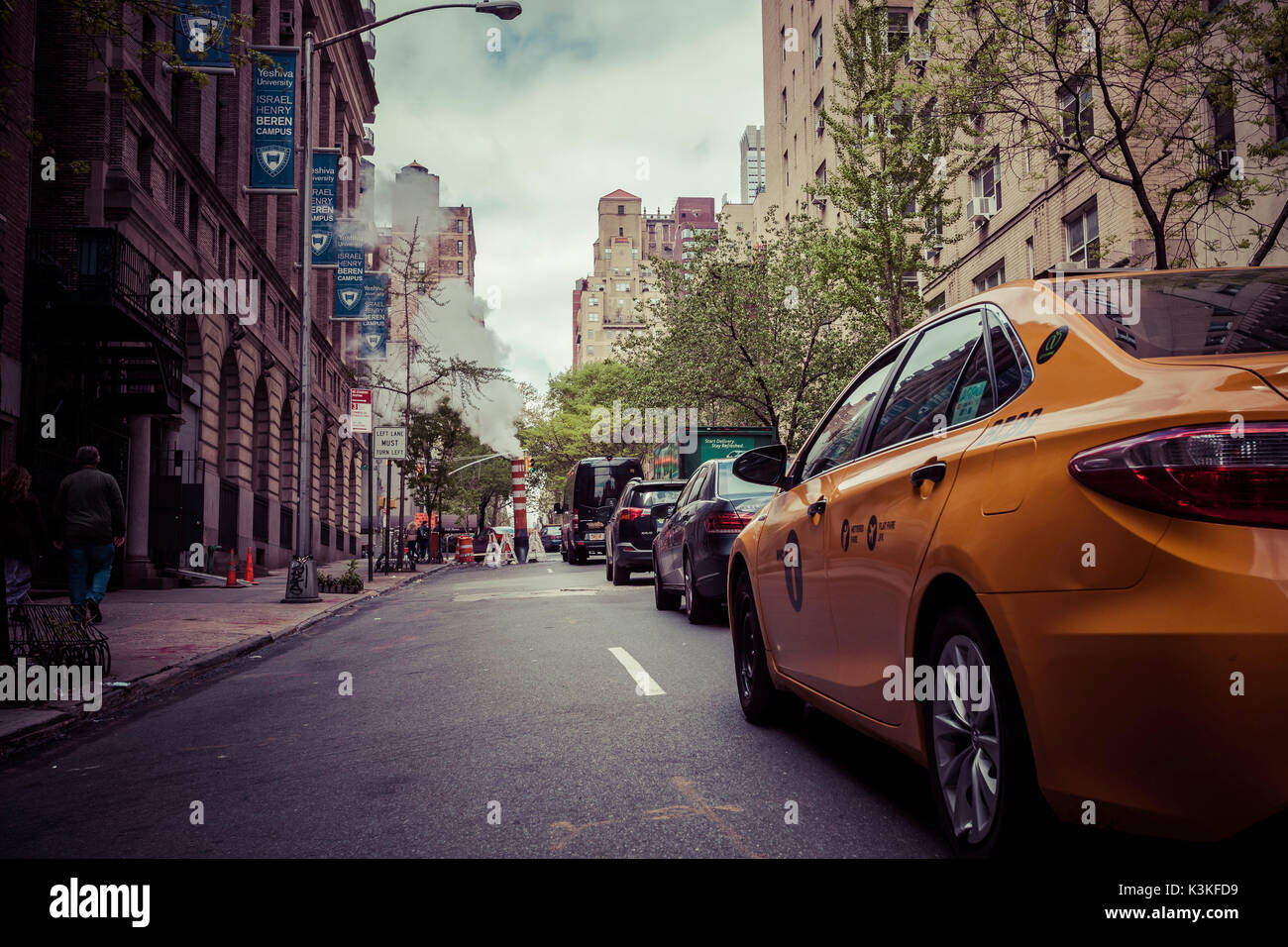 Qualm und Bauarbeiten, Stau Streetview in Manhatten, New York, USA Stockfoto