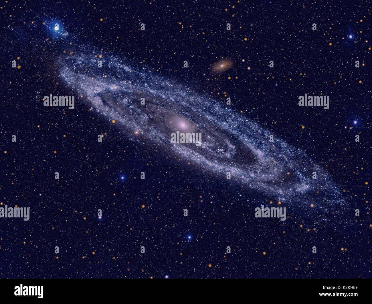Die Andromeda Galaxie Messier 31 oder M31 ist eine Spiralgalaxie im Sternbild Andromeda. Es ist die nächste größere Galaxie, der Milchstraße. Retuschieren Stockfoto