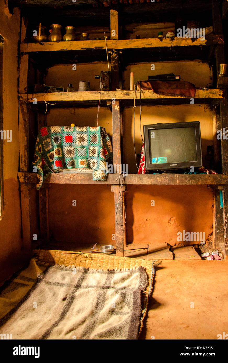 Mein Schlafzimmer für eine Nacht während der indigenen Bevölkerung Trail, eine Wanderung rund um den Coutryside von Ramechhap, Nepal, Asien Stockfoto