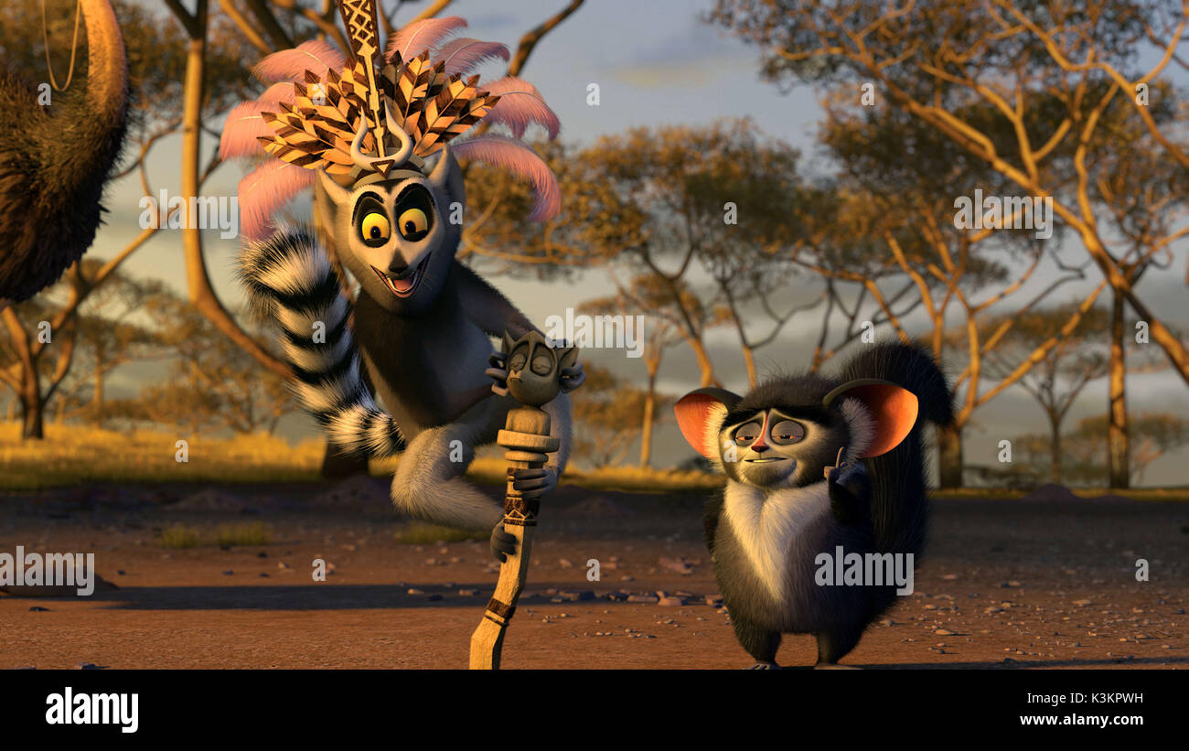 MADAGASCAR: ESCAPE 2 AFRICA Sacha Baron Cohen als König Julien, Cedric The Entertainer wie Maurice Datum: 2008 Stockfoto