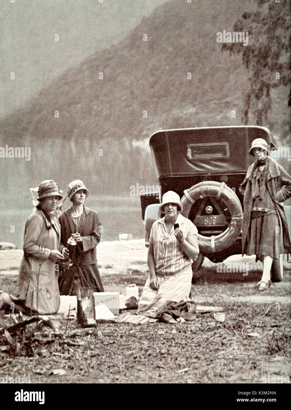 Ende der 1920er-Jahre Picknick Stockfoto