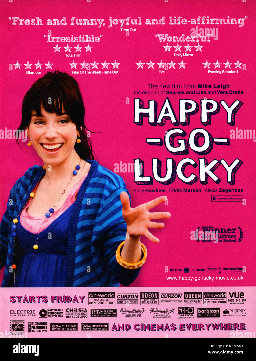 HAPPY-GO-LUCKY SALLY HAWKINS happy-go-lucky Datum: 2008 Stockfoto