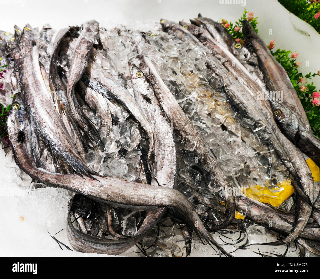 Fisch auf Eis im Supermarkt Markt Stockfoto