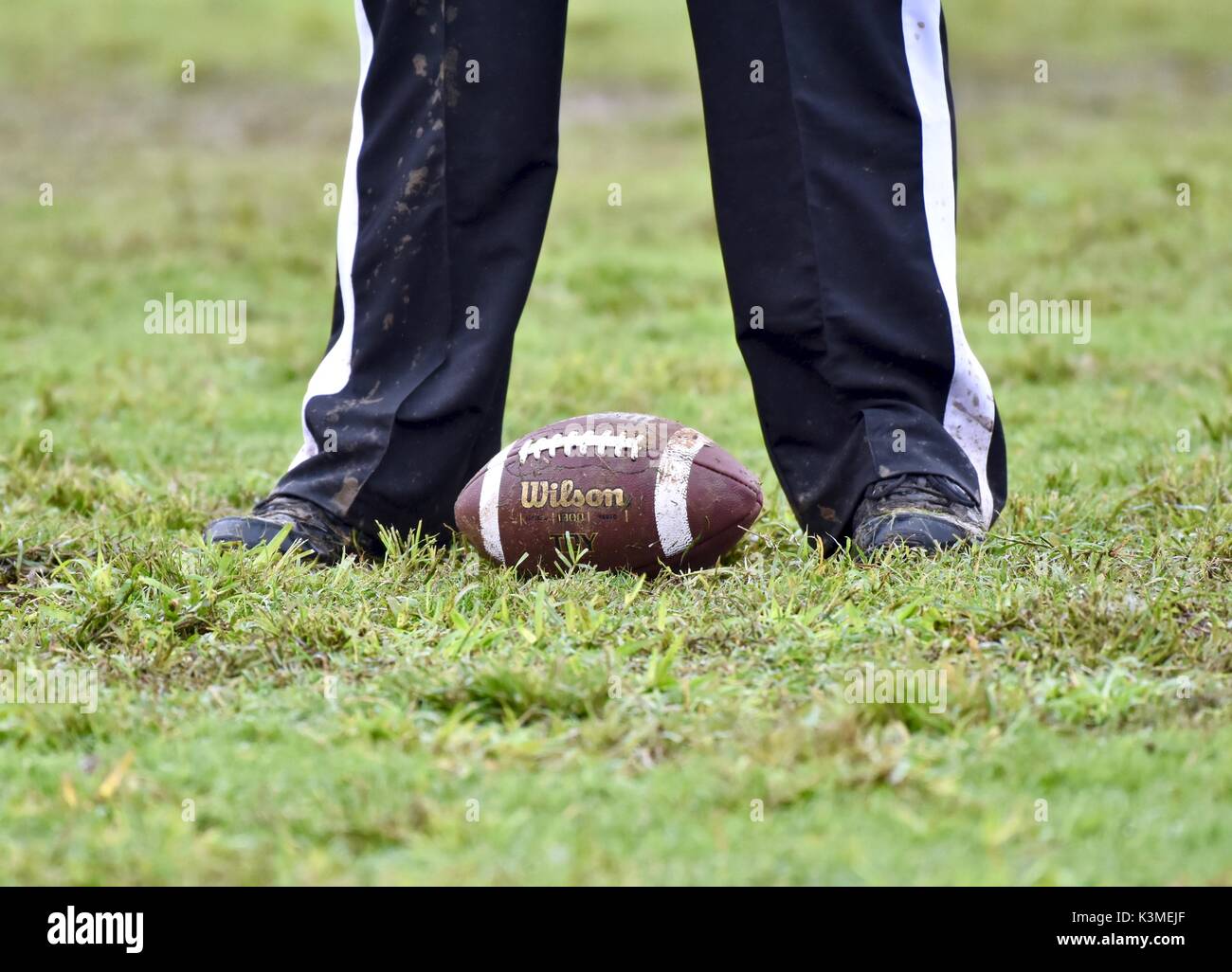 Fußball auf dem Feld Stockfoto