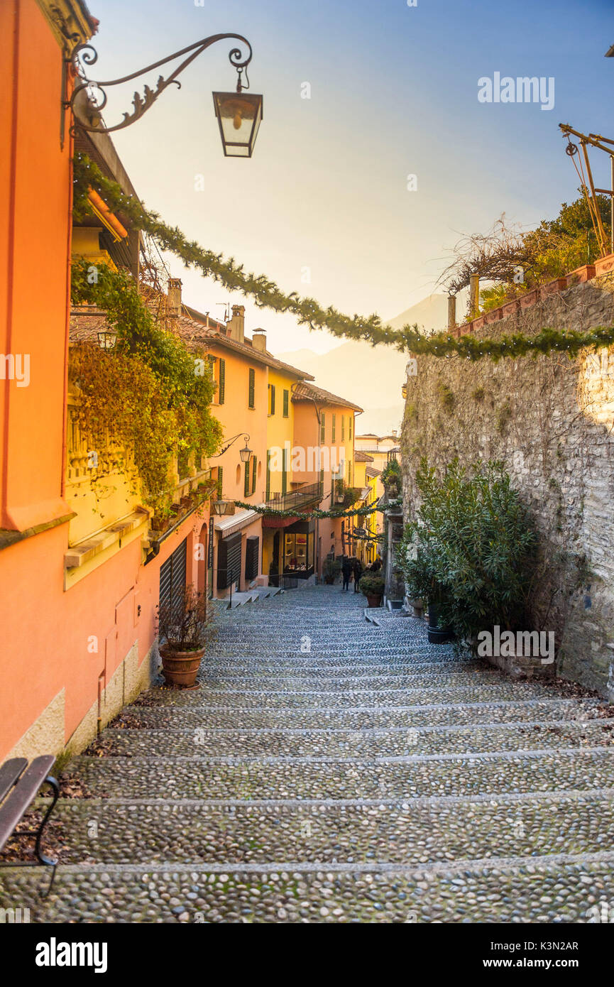 Historischen Zentrum von Bellagio mit Treppen. Comer See, Lombardei, Italien Stockfoto