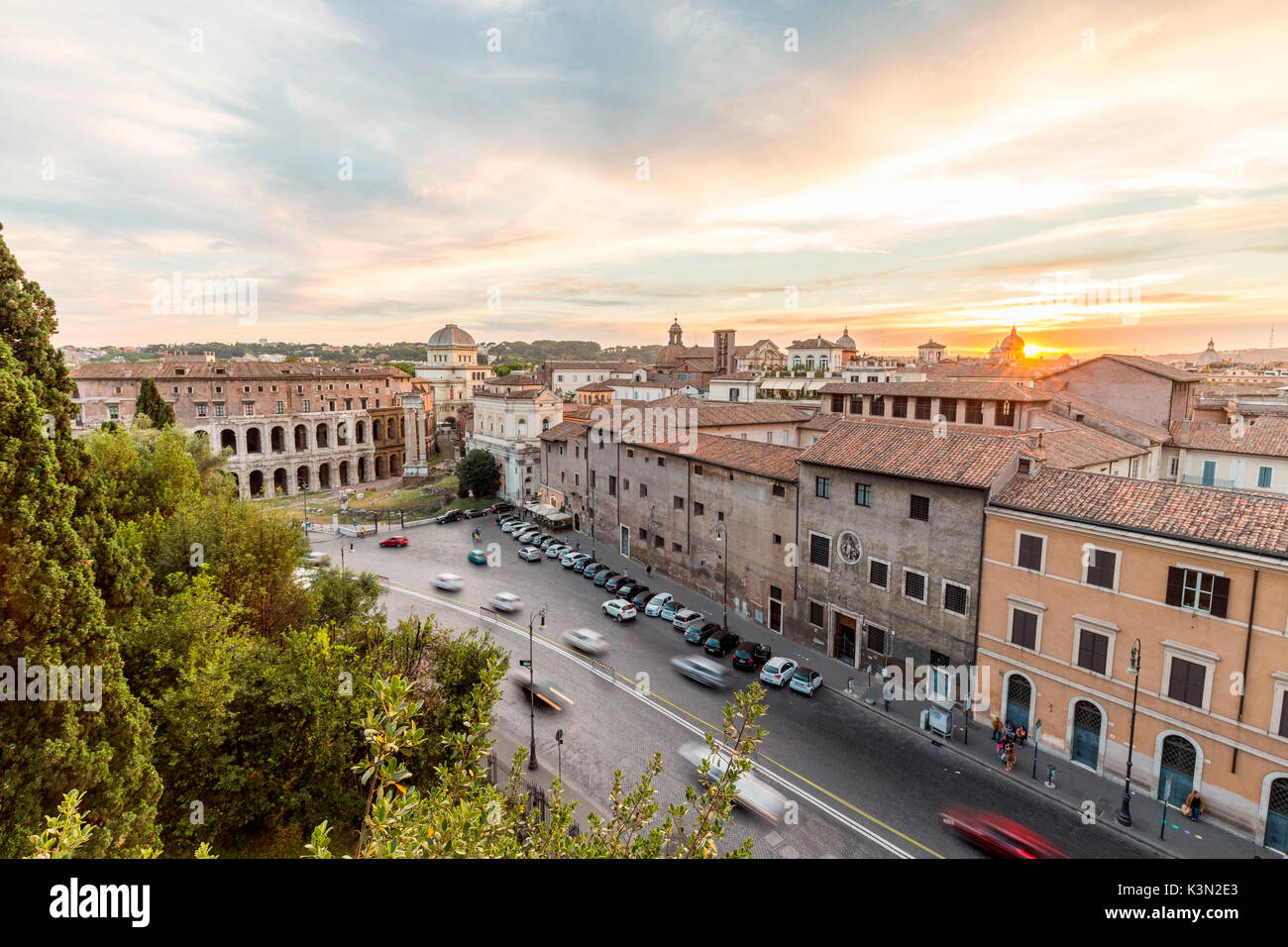 Europa, Italien, Latium, Rom. Sonnenaufgang am Stadtzentrum von Rom Stockfoto