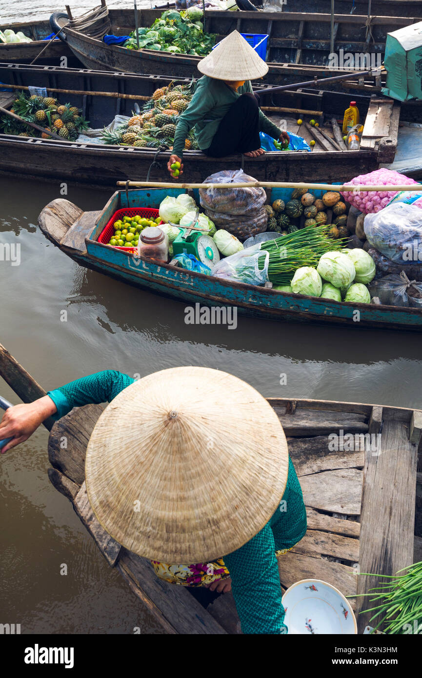 Can Tho, Mekong-Delta, Südvietnam. Phong Dien schwimmenden Markt. Stockfoto