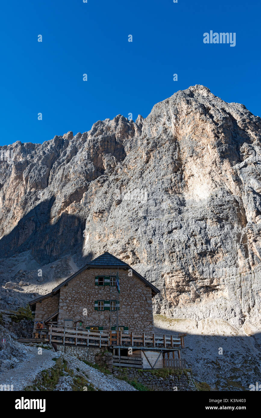 Zuflucht Vicenza, Plattkofel, Dolomiten, Südtirol, Italien Stockfoto