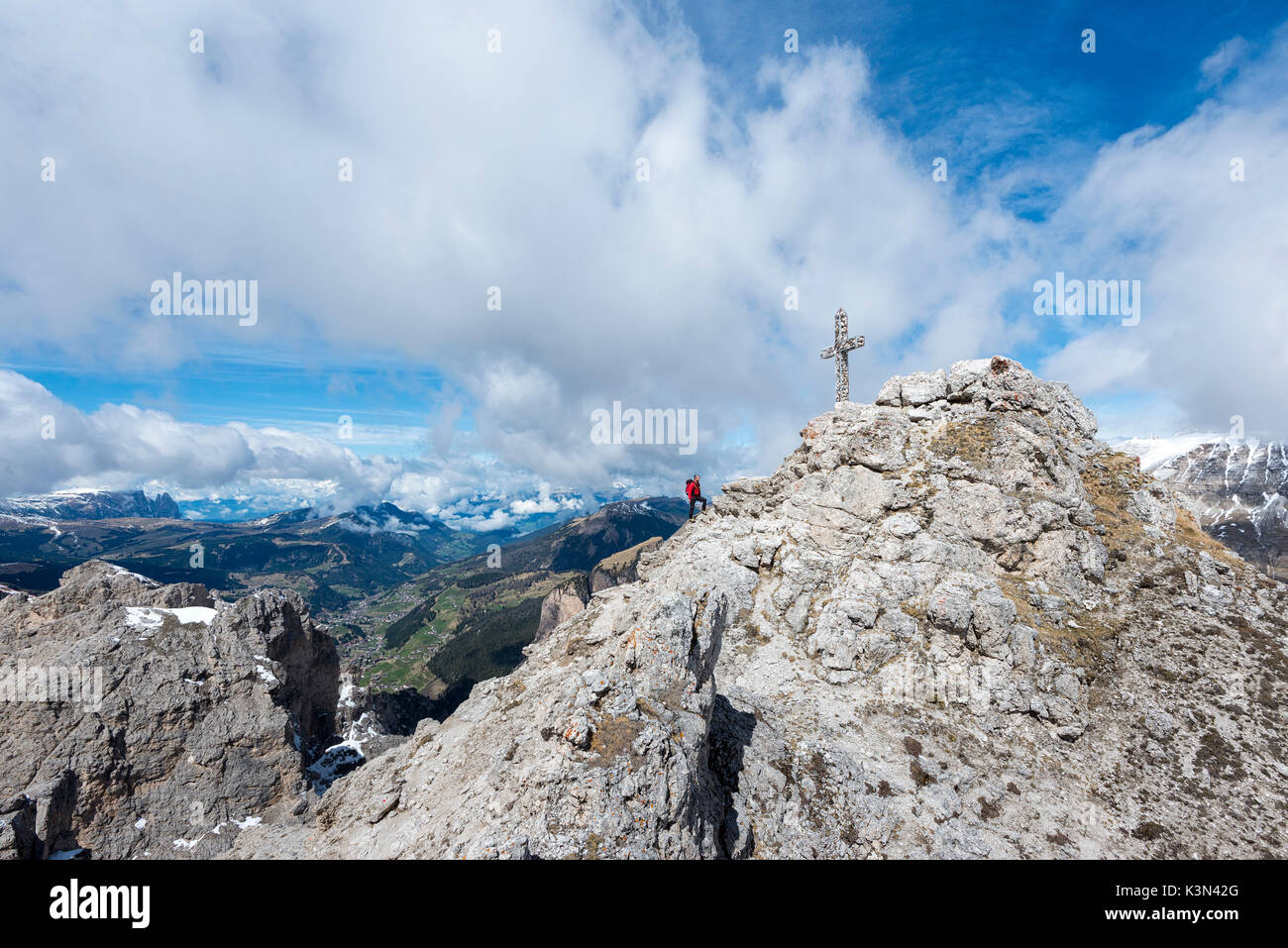 Gran Cir, Dolomiten, Südtirol, Italien. Auf dem Gipfel des Cir. Stockfoto