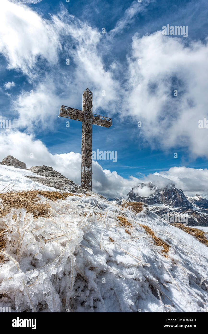 Gran Cir, Dolomiten, Südtirol, Italien. Auf dem Gipfel des Cir. Stockfoto