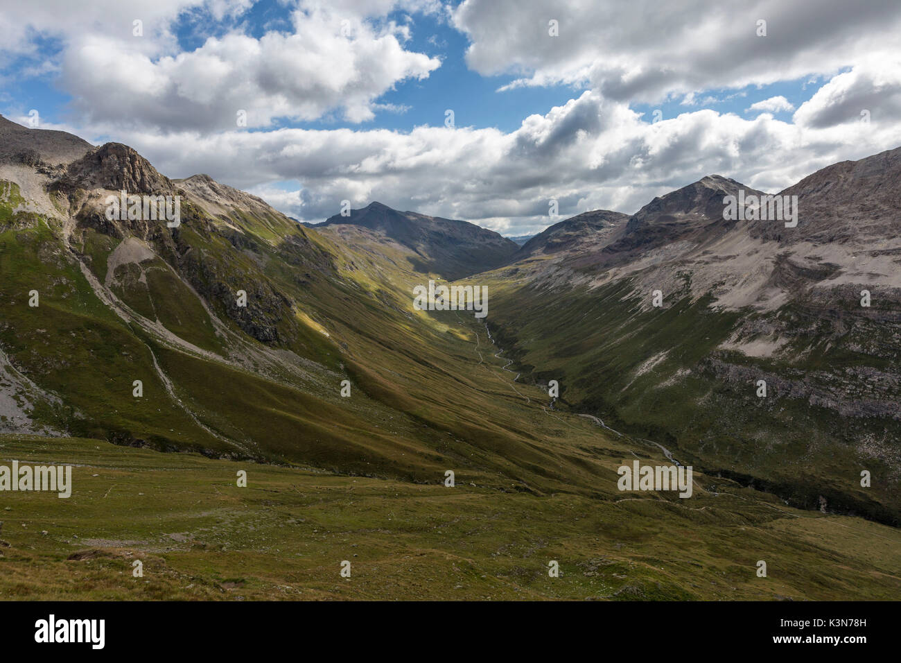 Schweiz, Graubünden, Engadin. Landschaft von Fain Tal. Stockfoto