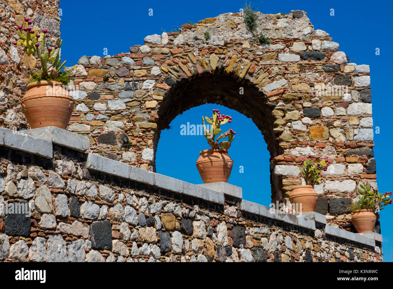 das alte Dorf Castelmola, Sizilien, Italien, Europa Stockfoto