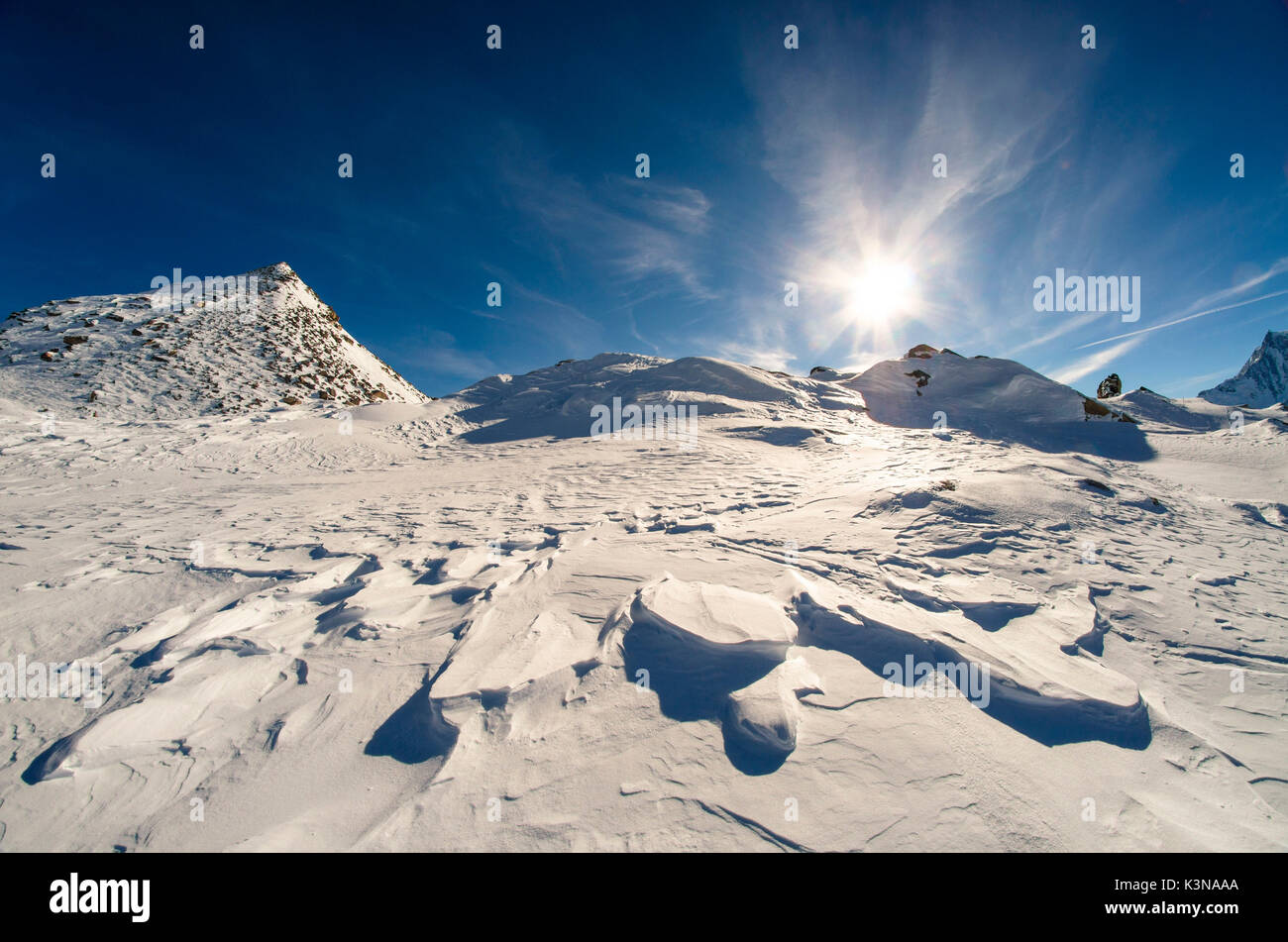 Formen im Schnee bei hohen Quote (Valle Anzasca, Piemont) Stockfoto